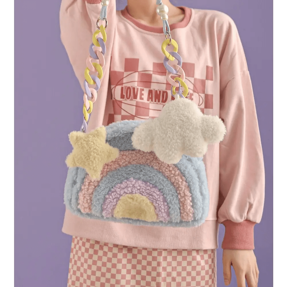 Pastel Rainbow Cloud Purse for Kawaii Style Lovers - Cosparty