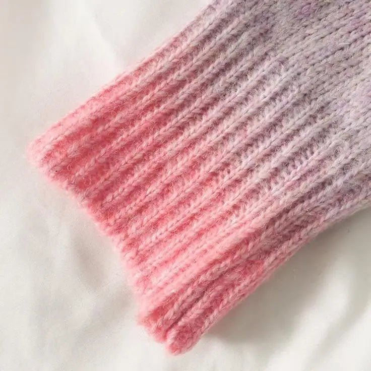 Pastel Rainbow Knit Cardigan Sweater with Girly Hippie Vibes - Cosparty