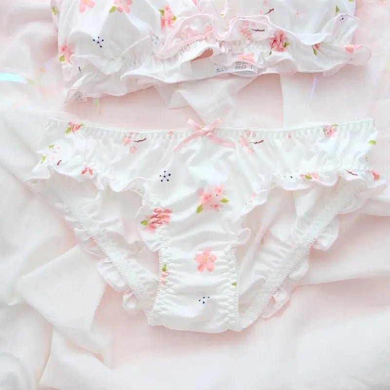 Pastel Sakura Blossom Lingerie Set for Kawaii Fashion Lovers - Cosparty