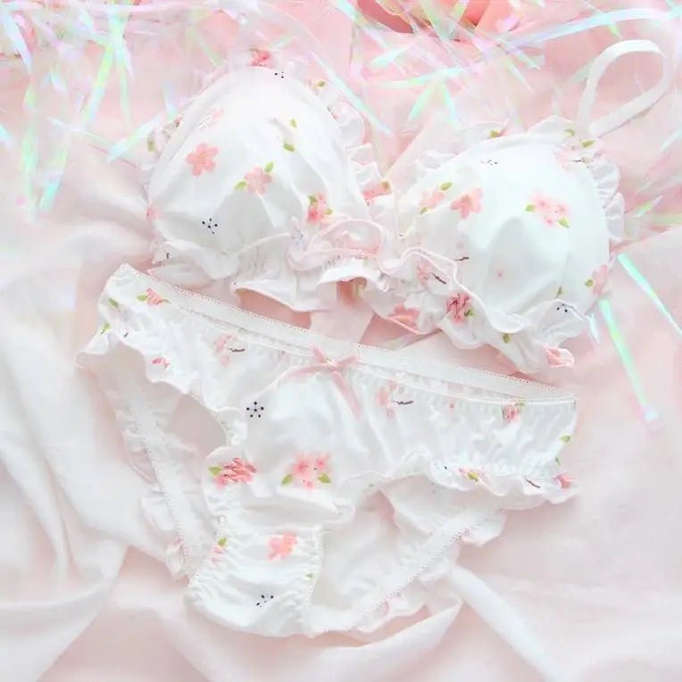 Pastel Sakura Blossom Lingerie Set for Kawaii Fashion Lovers - Cosparty