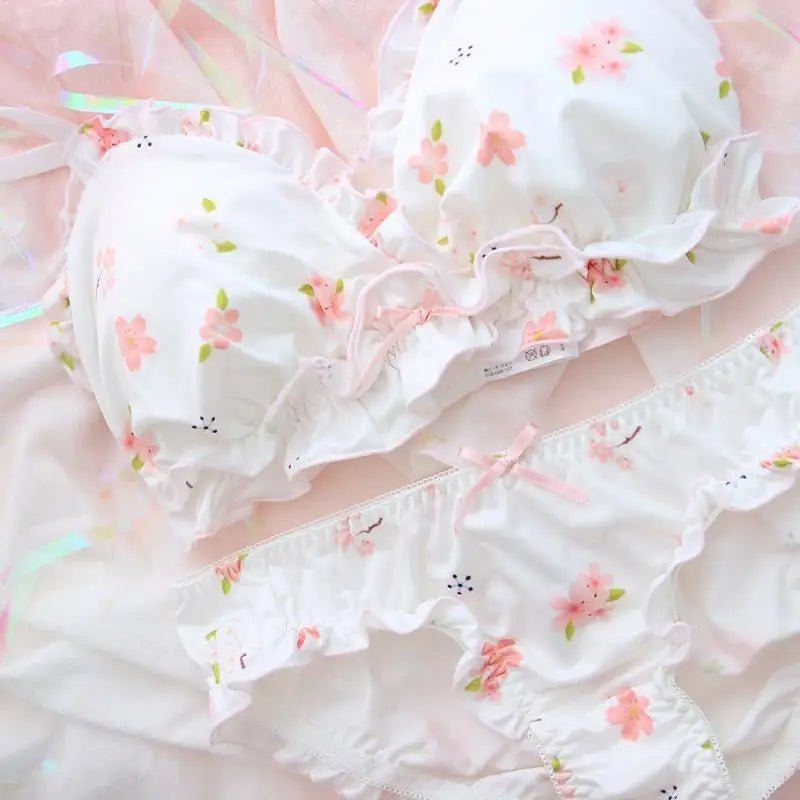 Pastel Sakura Blossom Lingerie Set for Kawaii Fashion Lovers - Cosparty