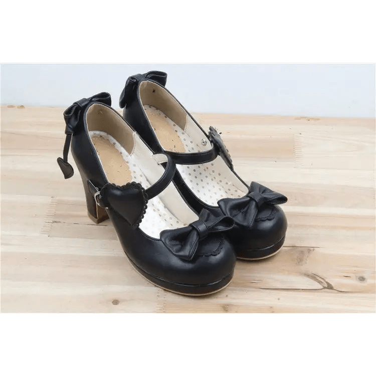 Pastel Sweet Lolita Heels with Heart Embellishments and Bows - Cosparty
