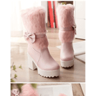 Pastel Vegan Fur Boots with Chunky Block Heel - Cosparty