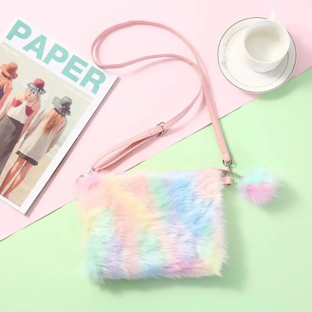 Pastel Vegan Fur Satchel with Removable Straps - Cosparty