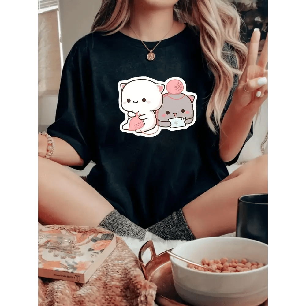 Peach and Goma T-Shirts Featuring Adorable Cat Duo Designs - Cosparty
