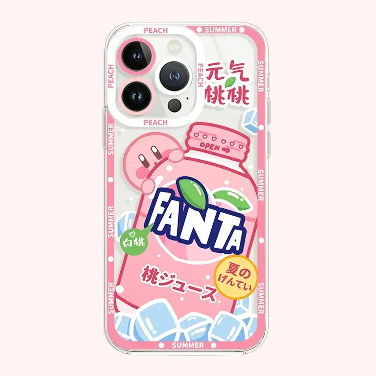 Peachy Dreams iPhone Case with Adorable Kirby and Juicy Peaches - Cosparty