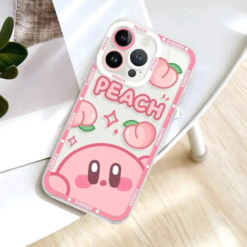 Peachy Dreams iPhone Case with Adorable Kirby and Juicy Peaches - Cosparty