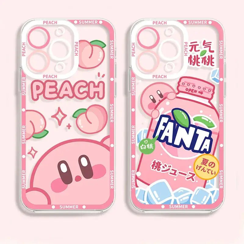 Peachy Dreams iPhone Case with Adorable Kirby and Juicy Peaches - Cosparty