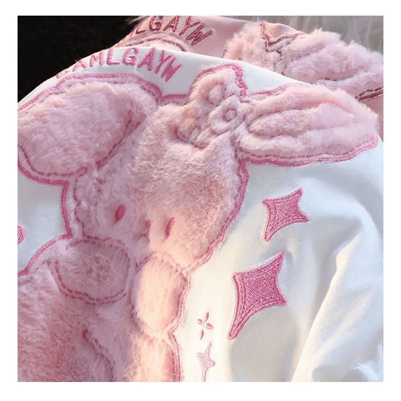Pink Bunny Fluffy Tee for a Playful and Adorable Look - Cosparty