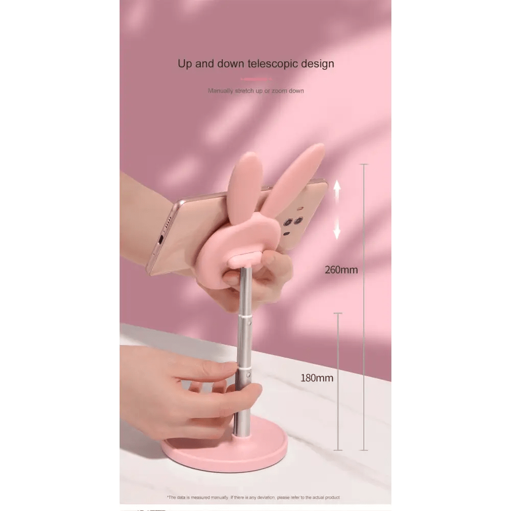 Pink Bunny Telescopic Phone Stand for Stylish Gaming and Streaming - Cosparty