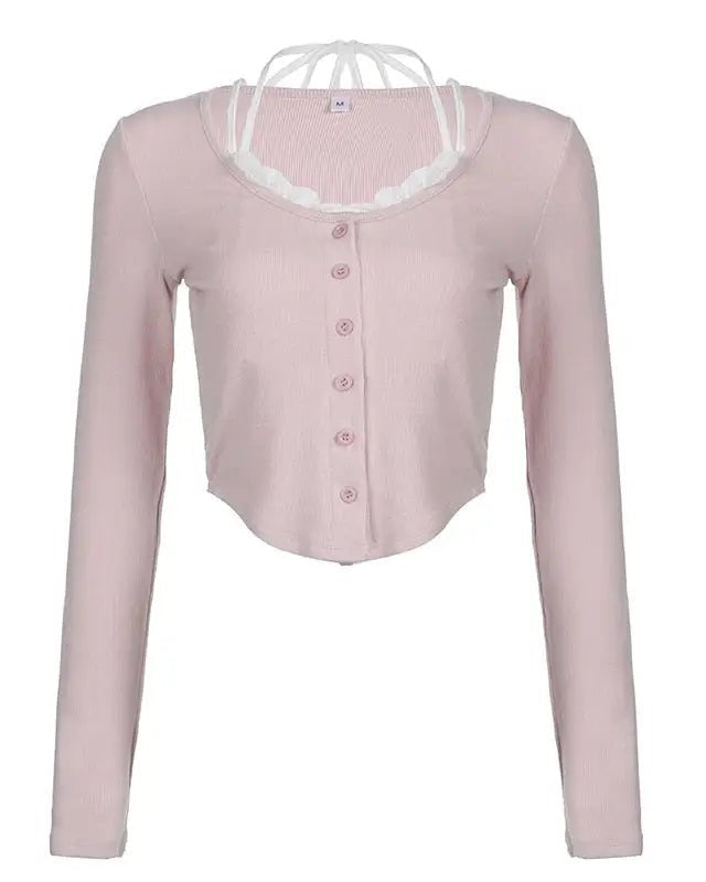Pink Button Up Lace Cardigan for Fairy Charm Wardrobe - Cosparty