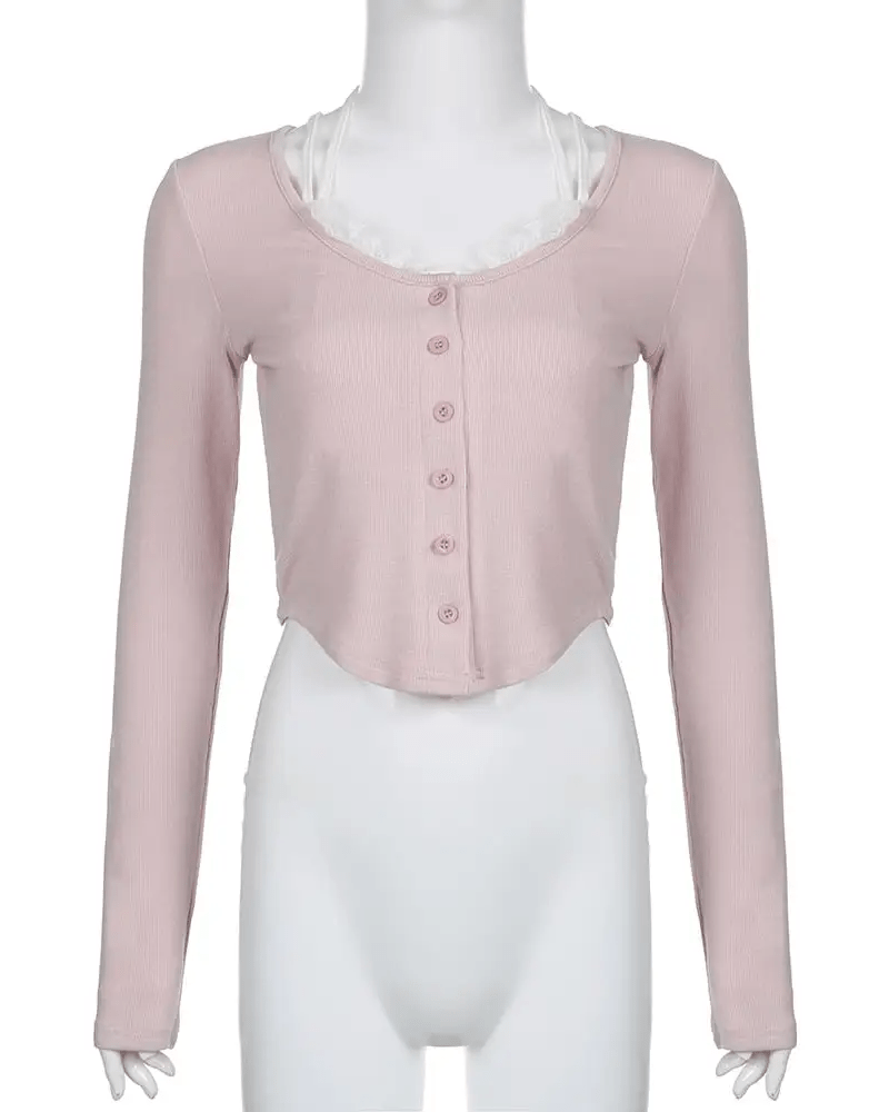 Pink Button Up Lace Cardigan for Fairy Charm Wardrobe - Cosparty