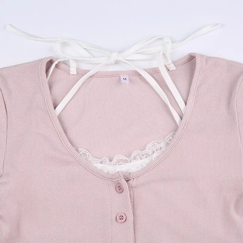 Pink Button Up Lace Cardigan for Fairy Charm Wardrobe - shirt