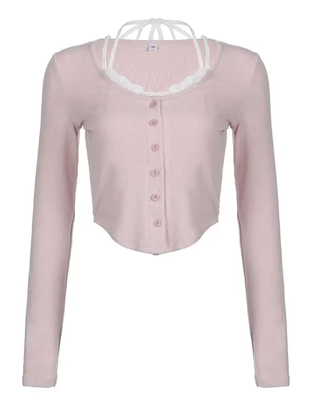 Pink Button Up Lace Cardigan for Fairy Charm Wardrobe - shirt