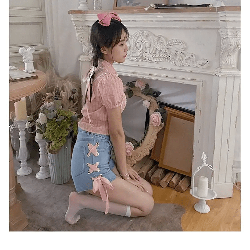 Pink Corset Lace Up Shorts for a Girly Summer Look - Cosparty