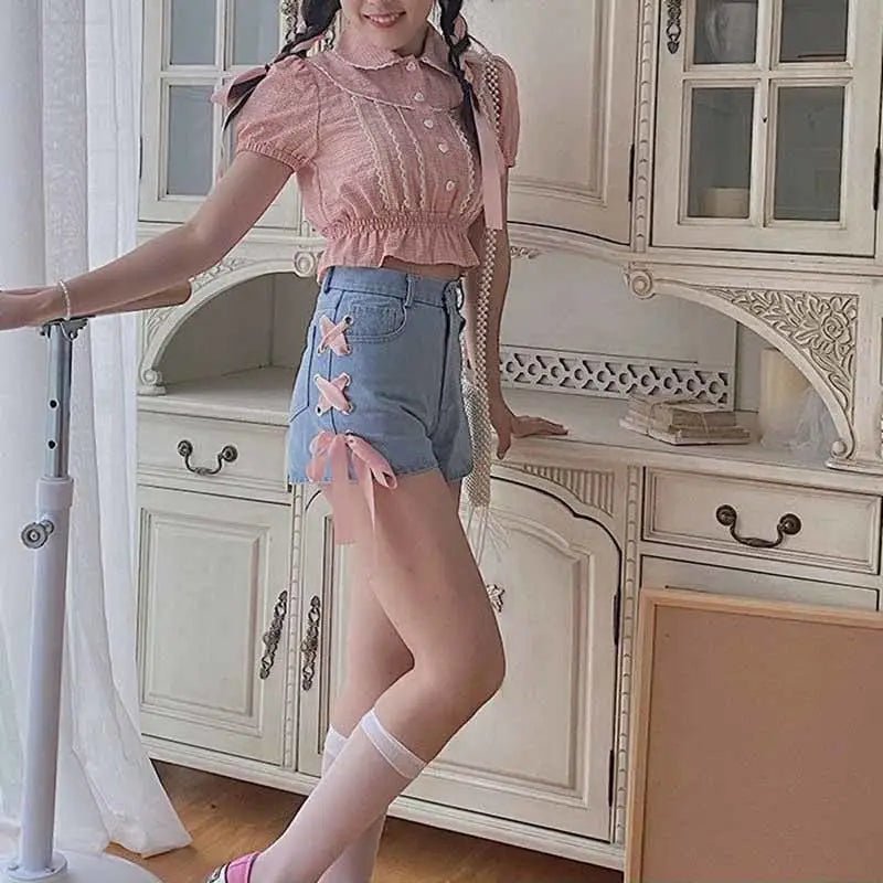 Pink Corset Lace Up Shorts for a Girly Summer Look - Cosparty