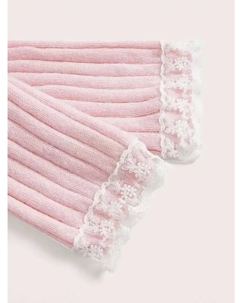 Pink Knit Princess Sweater with Off-the-Shoulder Design and Accents - sweater