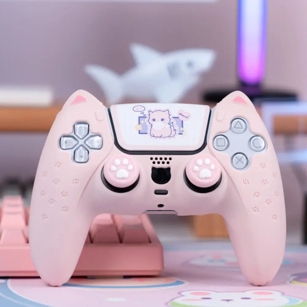 Pink Neko PS5 and Switch Controller Covers for Cute Gaming Style - Cosparty
