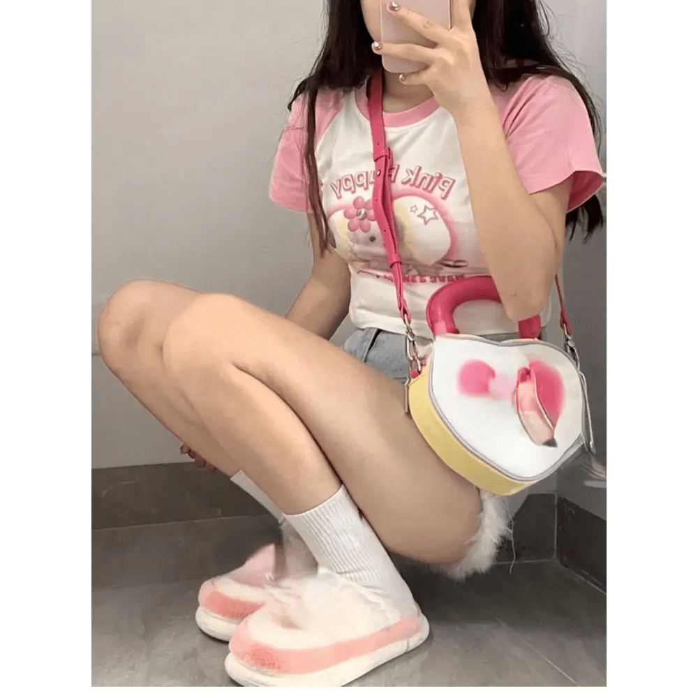 Pink Puppy Crop Top for Y2K Fashion Lovers - Cosparty