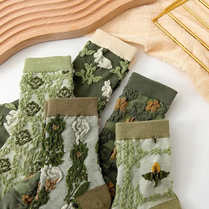 Pink Vintage Floral Socks for Kawaii and Fairycore Styles - Cosparty