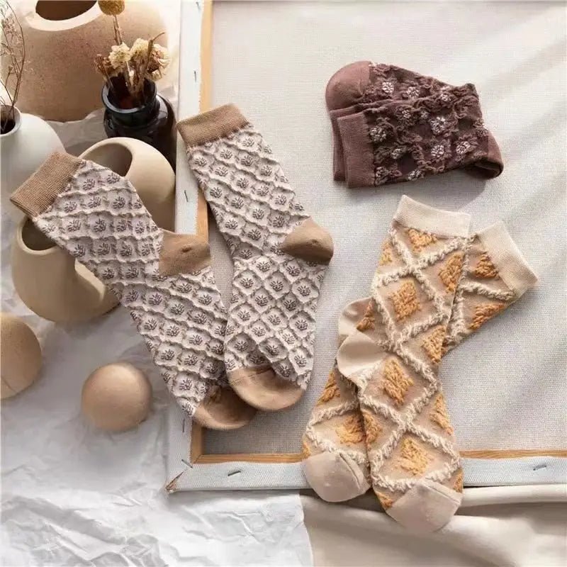 Pink Vintage Floral Socks for Kawaii and Fairycore Styles - Cosparty