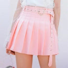 Pleated Buckled Skirt with Heart Design - Cosparty