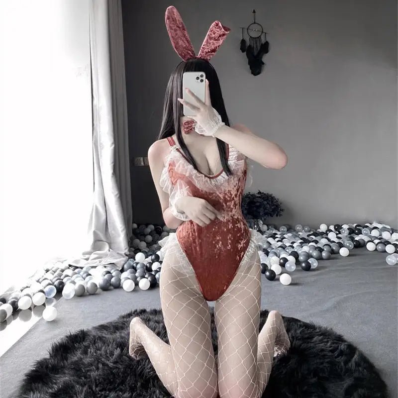 Plus Size Velour Bunny Cosplay Up to 5XL in Pink Blue or Black - Cosparty