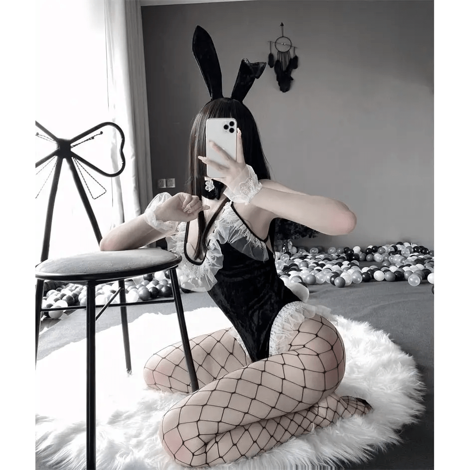 Plus Size Velour Bunny Cosplay Up to 5XL in Pink Blue or Black - Cosparty