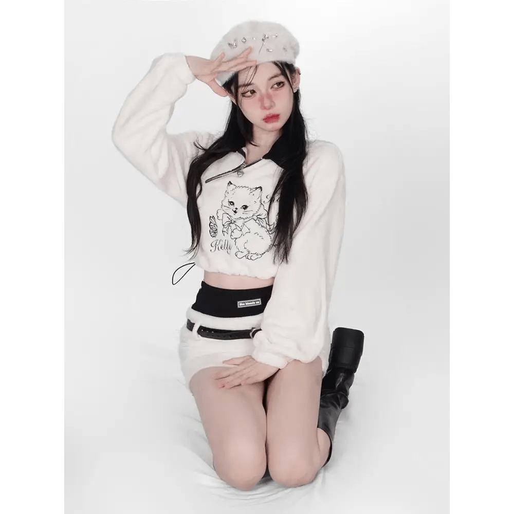 Pretty Kitty Prepstar Outfit for Retro Feline Fashion Fans - Cosparty