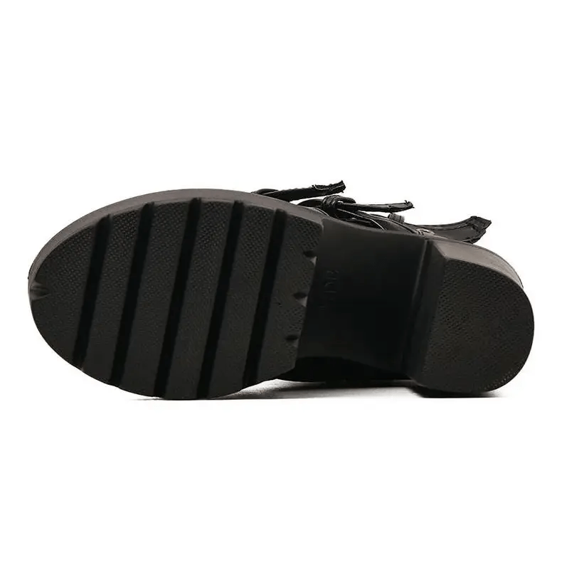 Punk Rock Chunky Block Heeled Booties for Perfect Fit Feet - Cosparty