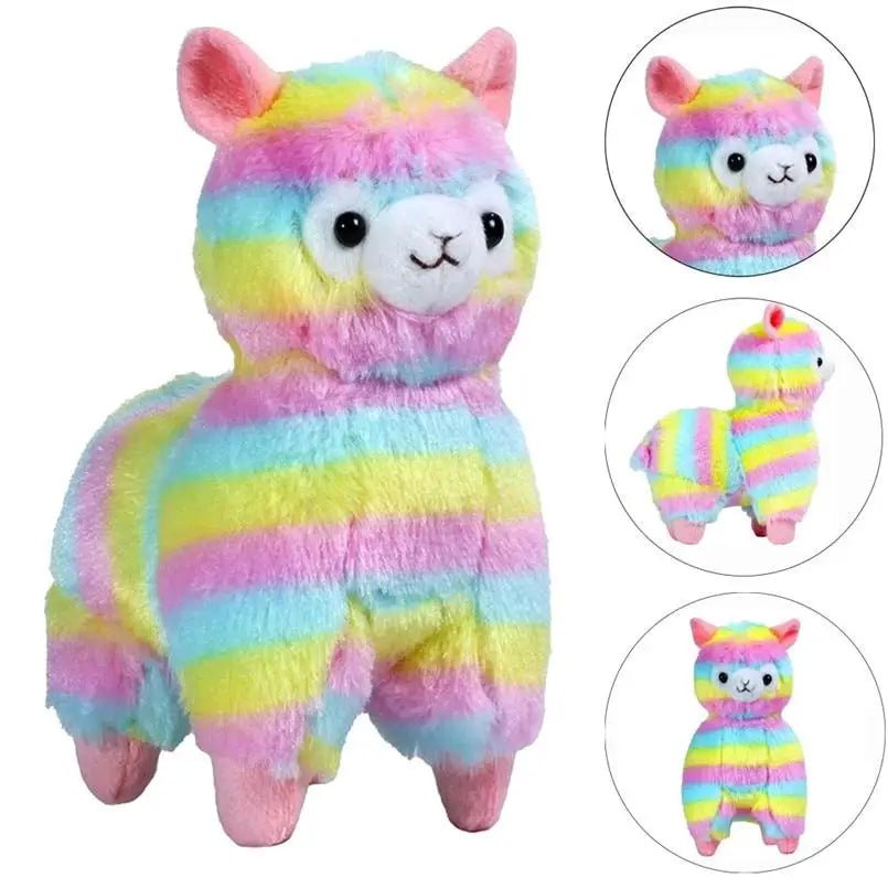Rainbow Alpaca Plush with Keychain Strap for Cuteness on the Go - Cosparty