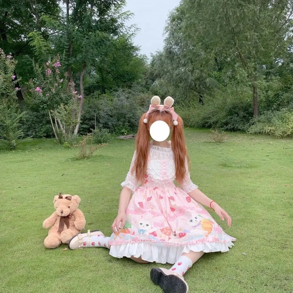 Red Bunny Parade Traditional JSK Lolita Dress for Girly Girls - Cosparty