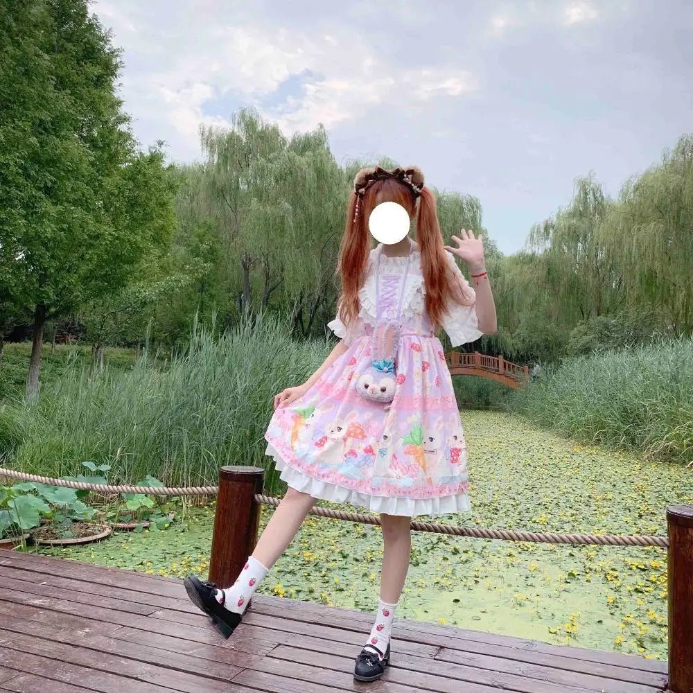 Red Bunny Parade Traditional JSK Lolita Dress for Girly Girls - Cosparty