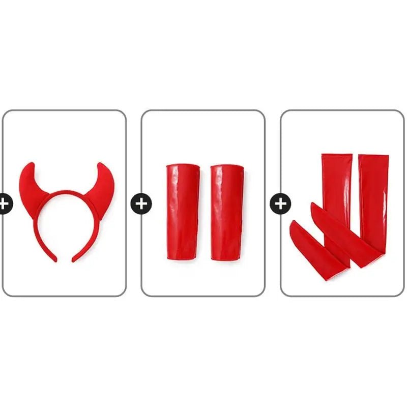 Red Latex Devil Lingerie Costume Set for Halloween - Cosparty