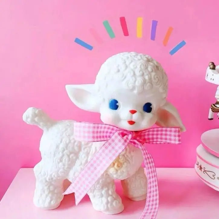 Retro Baby Lamb Rubber Toy for Vintage Cosparty Fun - Cosparty