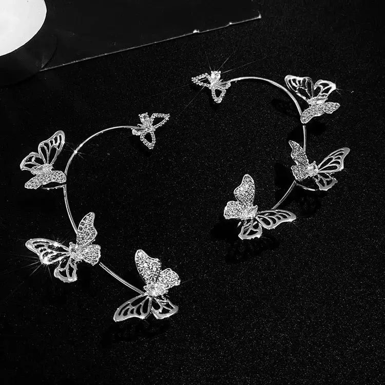 Rhinestone Butterfly Ear Cuffs for Kawaii Jewelry Collection - Cosparty