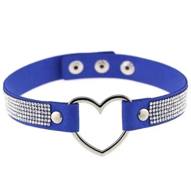 Rhinestone Heart Choker Necklace for Kawaii Aesthetic Princesses - Cosparty