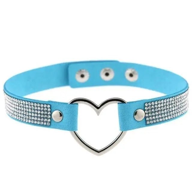 Rhinestone Heart Choker Necklace for Kawaii Aesthetic Princesses - Cosparty