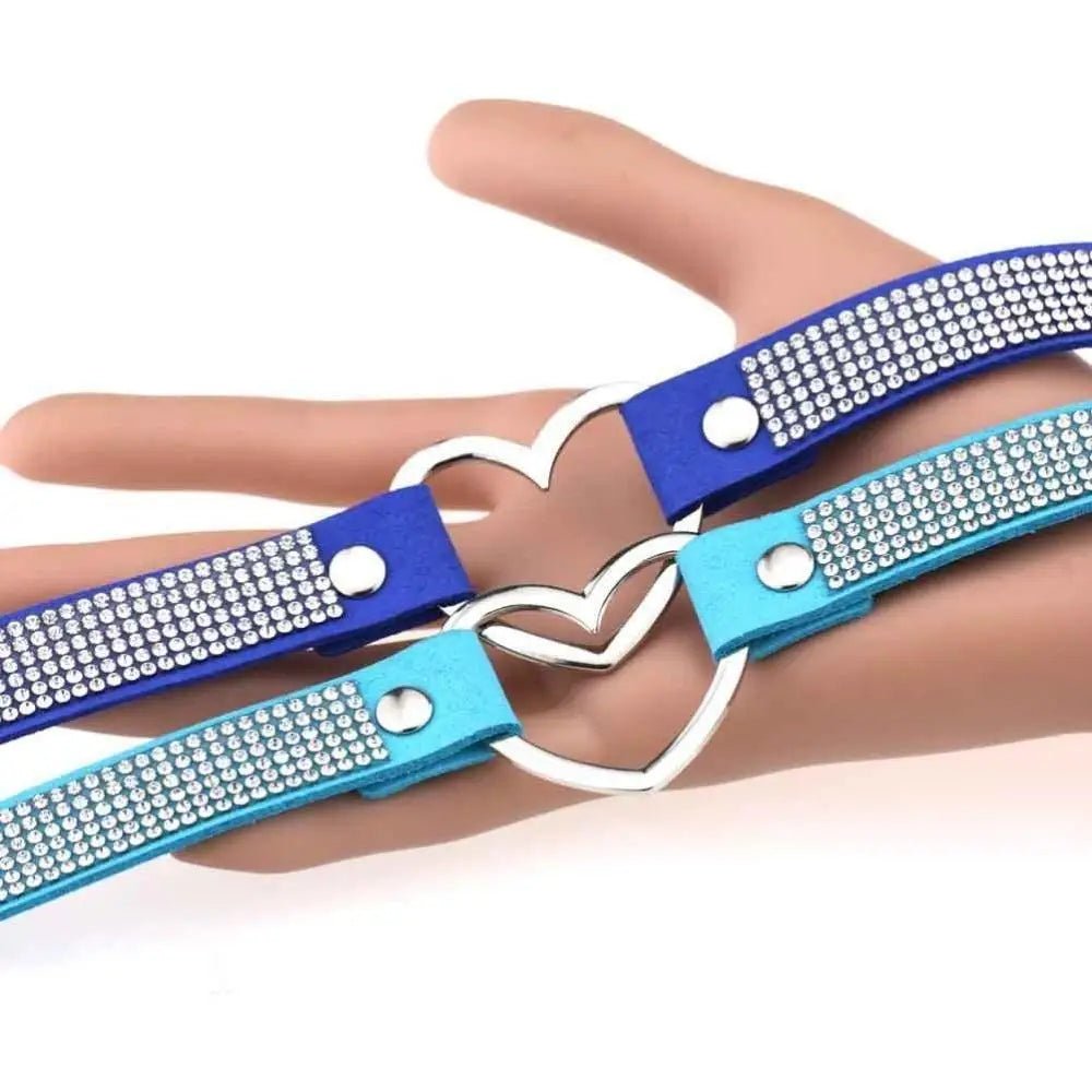 Rhinestone Heart Choker Necklace for Kawaii Aesthetic Princesses - Cosparty