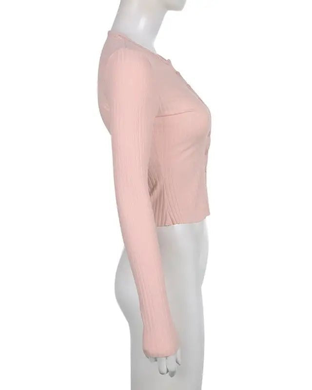 Ribbed Knit Cardigan Top for Angelcore and Fairycore Styles - Cosparty