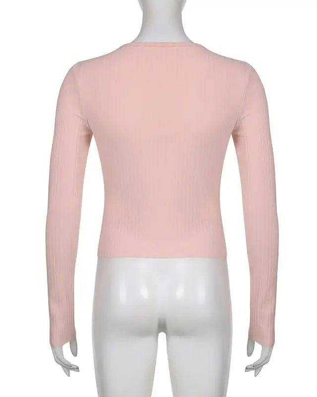 Ribbed Knit Cardigan Top for Angelcore and Fairycore Styles - Cosparty