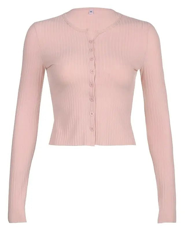 Ribbed Knit Cardigan Top for Angelcore and Fairycore Styles - Cosparty