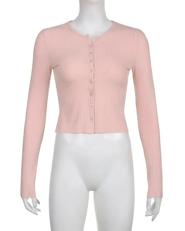 Ribbed Knit Cardigan Top for Angelcore and Fairycore Styles - Cosparty