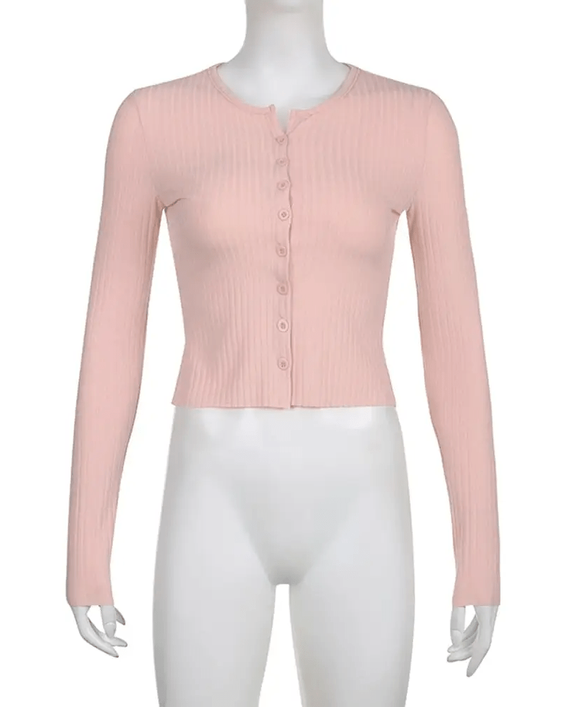 Ribbed Knit Cardigan Top for Angelcore and Fairycore Styles - Cosparty