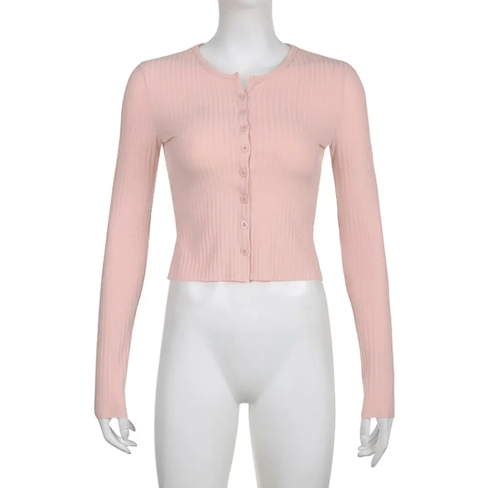 Ribbed Knit Cardigan Top for Angelcore and Fairycore Styles - Cosparty