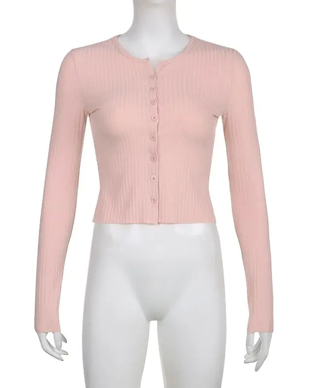 Ribbed Knit Cardigan Top for Angelcore and Fairycore Styles - shirt