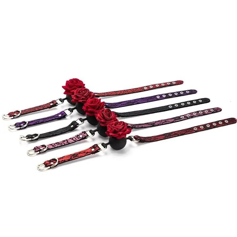 Rose Flower Ball Gag for Stylish BDSM Play - Cosparty