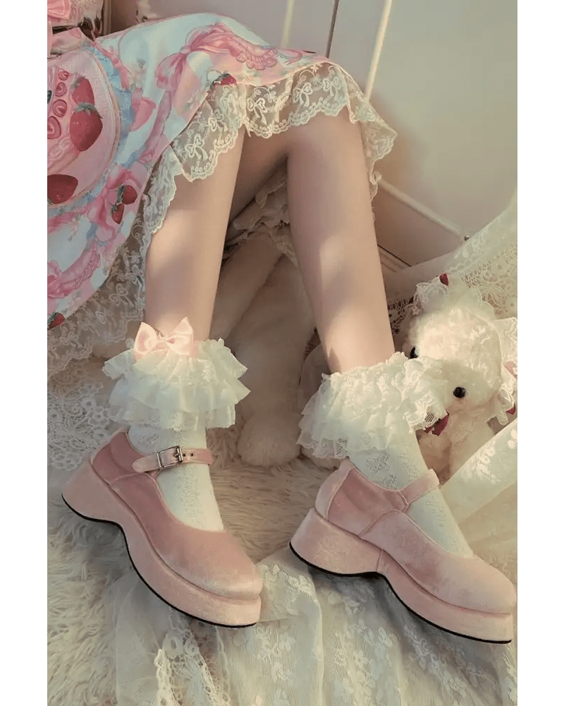 Ruffled Fairycore Socks for a Vintage Pastel Princess Aesthetic - Cosparty