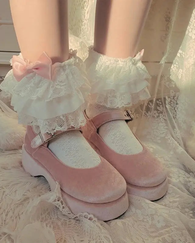 Ruffled Fairycore Socks for a Vintage Pastel Princess Aesthetic - socks