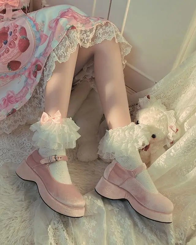 Ruffled Fairycore Socks for a Vintage Pastel Princess Aesthetic - Cosparty